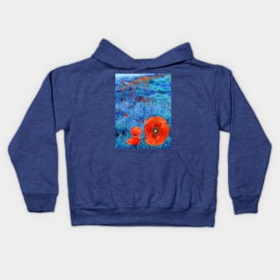 Blue Field Poppies Kids Hoodie